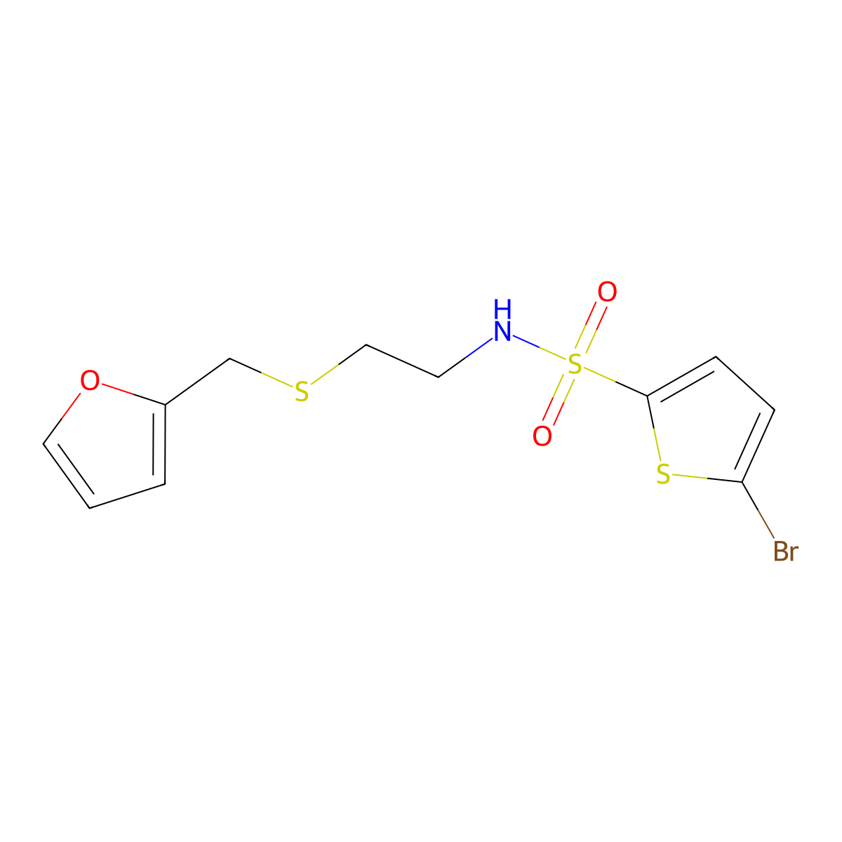 5-bromo-N-[2-(furan-2-ylmethylsulfanyl)ethyl]thiophene-2-sulfonamide molecular structure, CAS 578745-28-5