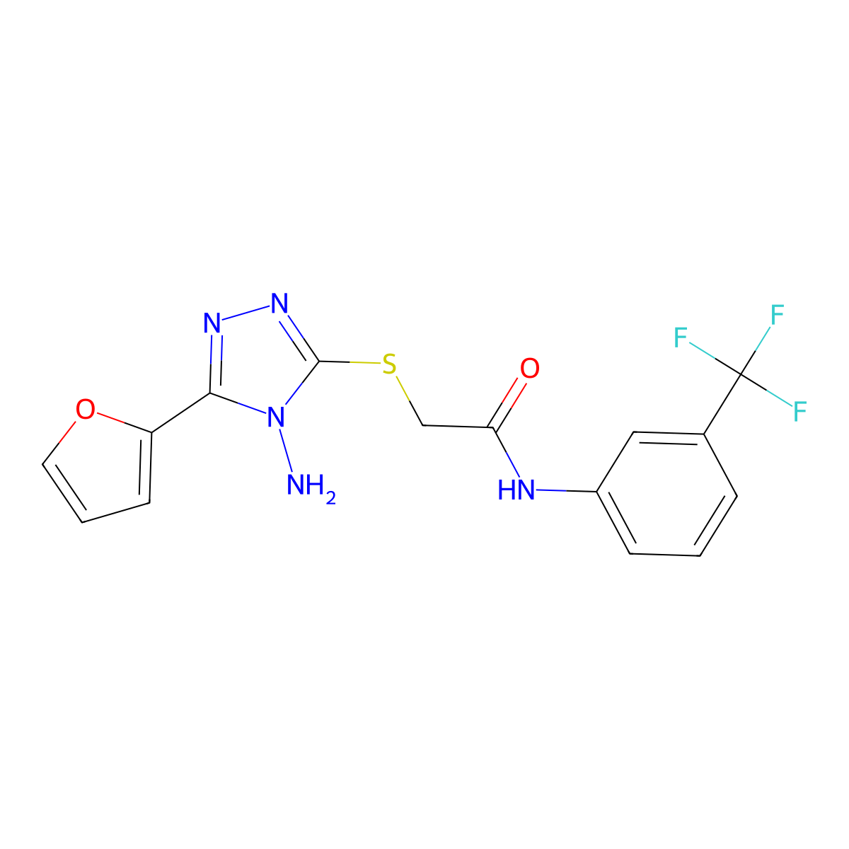 2-((4-amino-5-(furan-2-yl)-4H-1,2,4-triazol-3-yl)thio)-N-(3-(trifluoromethyl)phenyl)acetamide molecular structure, CAS 578745-33-2
