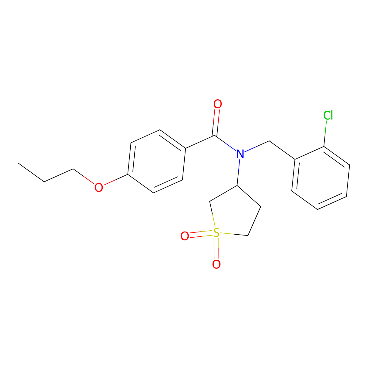 N-(2-chlorobenzyl)-N-(1,1-dioxidotetrahydrothiophen-3-yl)-4-propoxybenzamide molecular structure, CAS 578745-82-1