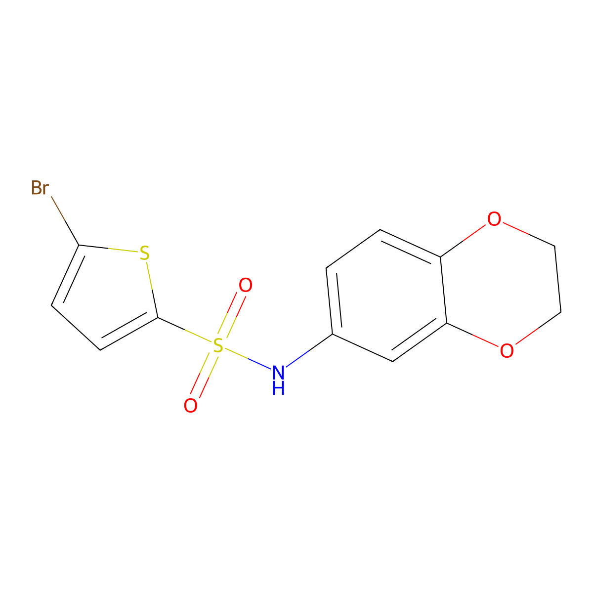 5-bromo-N-(2,3-dihydro-1,4-benzodioxin-6-yl)thiophene-2-sulfonamide molecular structure, CAS 578745-85-4