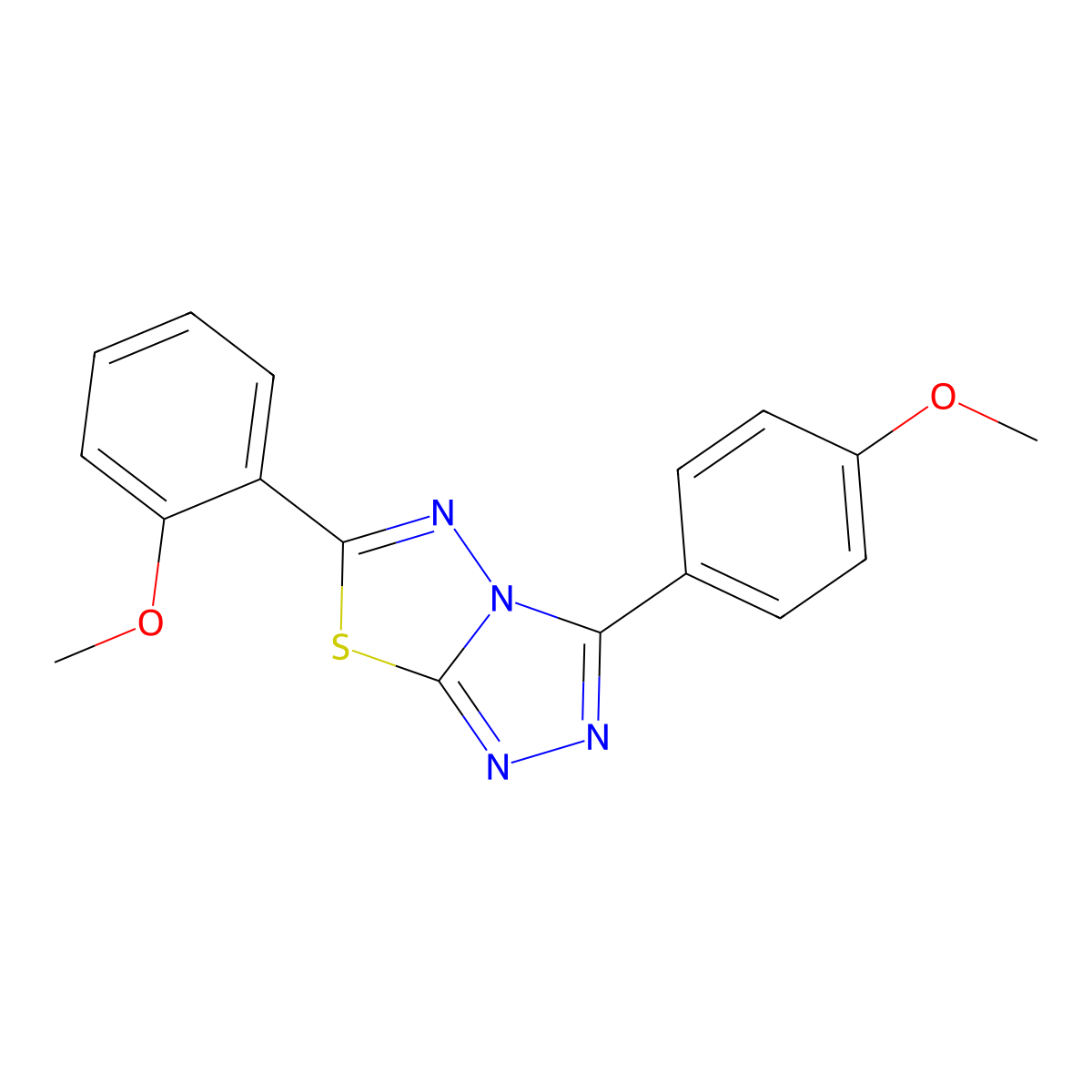 6-(2-Methoxyphenyl)-3-(4-methoxyphenyl)-[1,2,4]triazolo[3,4-b][1,3,4]thiadiazole molecular structure, CAS 578745-89-8
