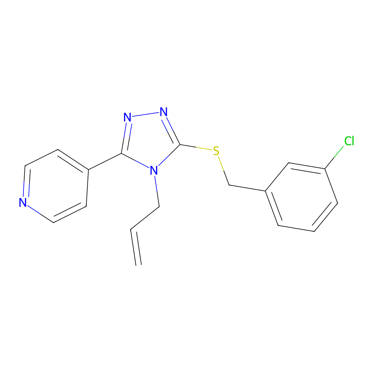 3-[(3-Chlorophenyl)methylthio]-4-prop-2-enyl-5-(4-pyridyl)-1,2,4-triazole molecular structure, CAS 578745-93-4