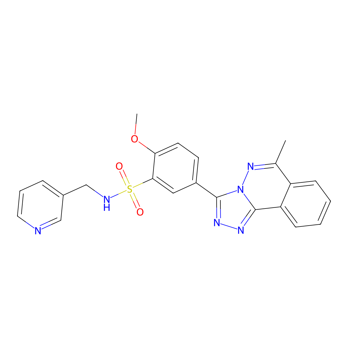 2-methoxy-5-(6-methyl-[1,2,4]triazolo[3,4-a]phthalazin-3-yl)-N-(pyridin-3-ylmethyl)benzenesulfonamide molecular structure, CAS 578746-20-0