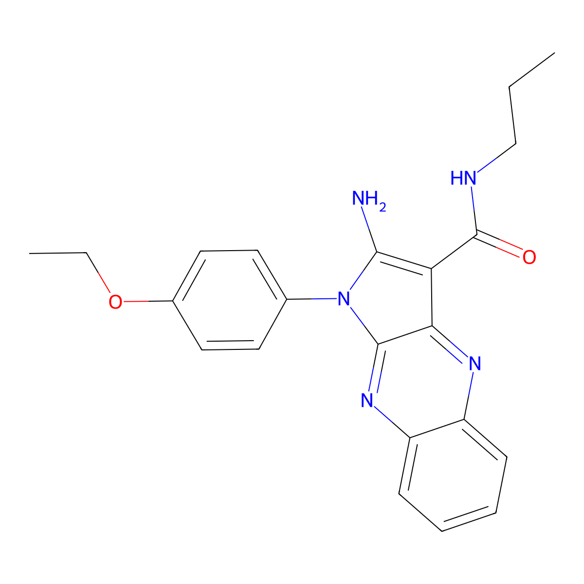 2-amino-1-(4-ethoxyphenyl)-N-propyl-1H-pyrrolo[2,3-b]quinoxaline-3-carboxamide molecular structure, CAS 578746-46-0