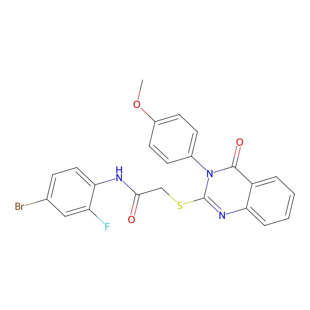 N-(4-bromo-2-fluorophenyl)-2-[3-(4-methoxyphenyl)-4-oxoquinazolin-2-yl]sulfanylacetamide molecular structure, CAS 578746-71-1