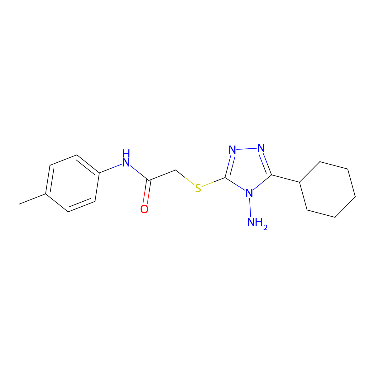 2-((4-amino-5-cyclohexyl-4H-1,2,4-triazol-3-yl)thio)-N-(p-tolyl)acetamide molecular structure, CAS 578746-81-3