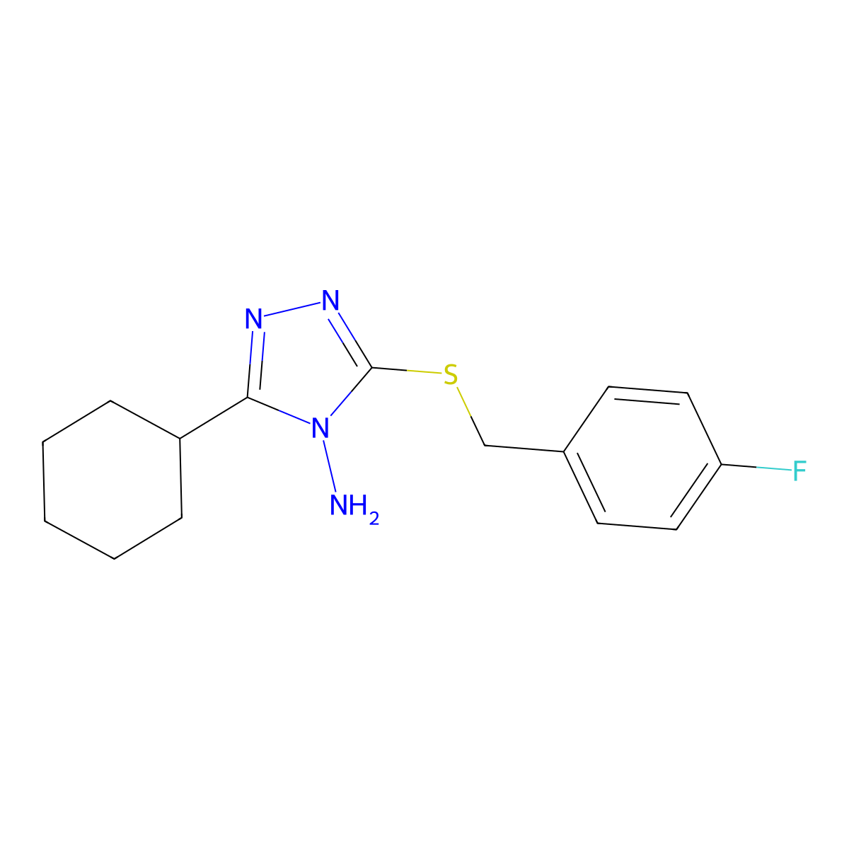 3-cyclohexyl-5-[(4-fluorobenzyl)sulfanyl]-4H-1,2,4-triazol-4-amine molecular structure, CAS 578746-84-6