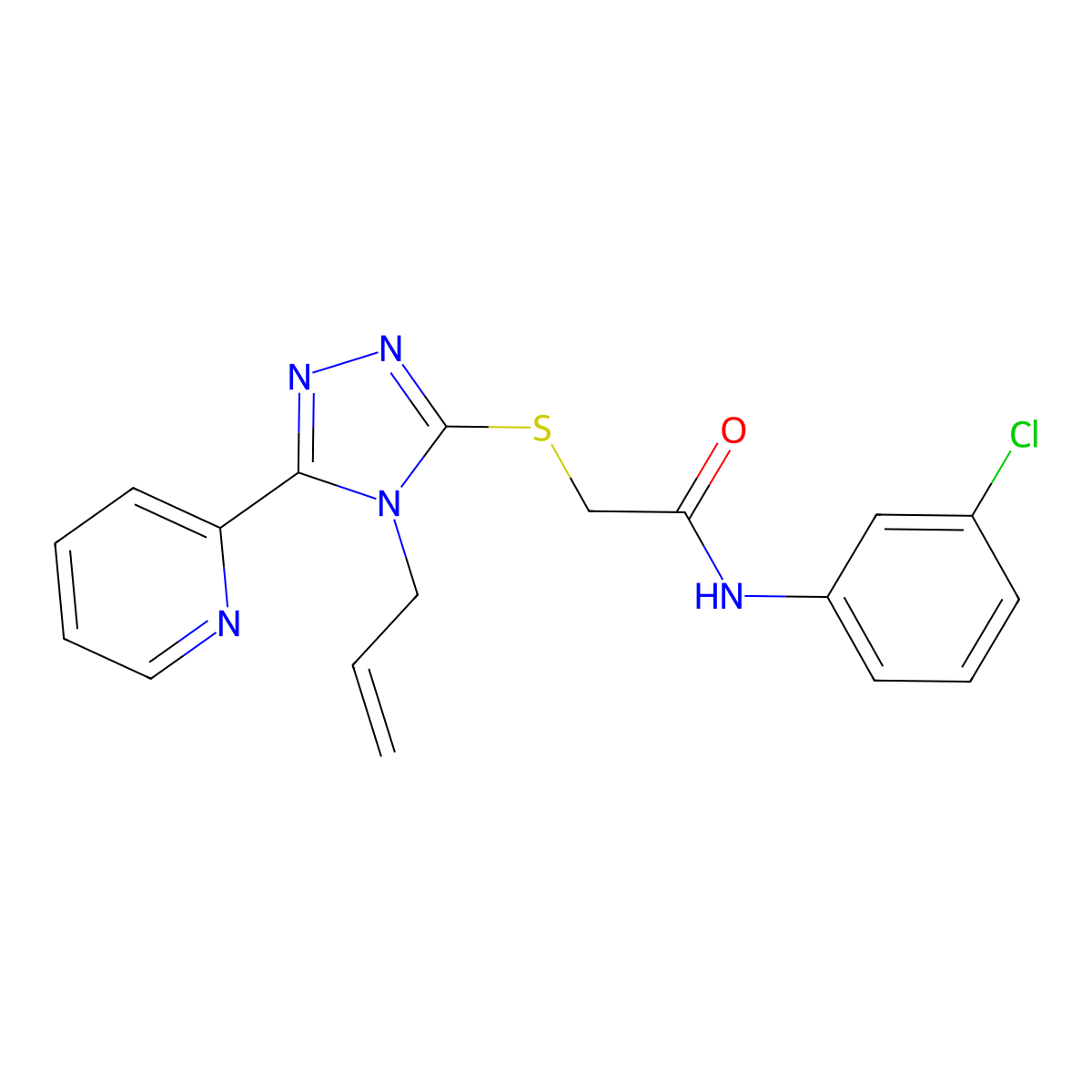 N-(3-chlorophenyl)-2-{[4-(prop-2-en-1-yl)-5-(pyridin-2-yl)-4H-1,2,4-triazol-3-yl]sulfanyl}acetamide molecular structure, CAS 578746-90-4