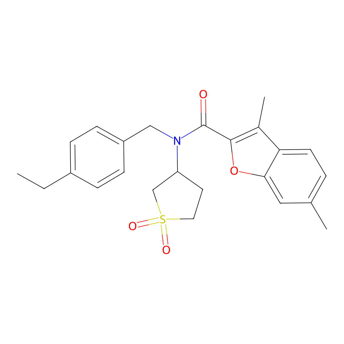 2-Benzofurancarboxamide,N-[(4-ethylphenyl)methyl]-3,6-dimethyl-N-(tetrahydro-1,1-dioxido-3-thienyl)-(9CI) molecular structure, CAS 578746-91-5