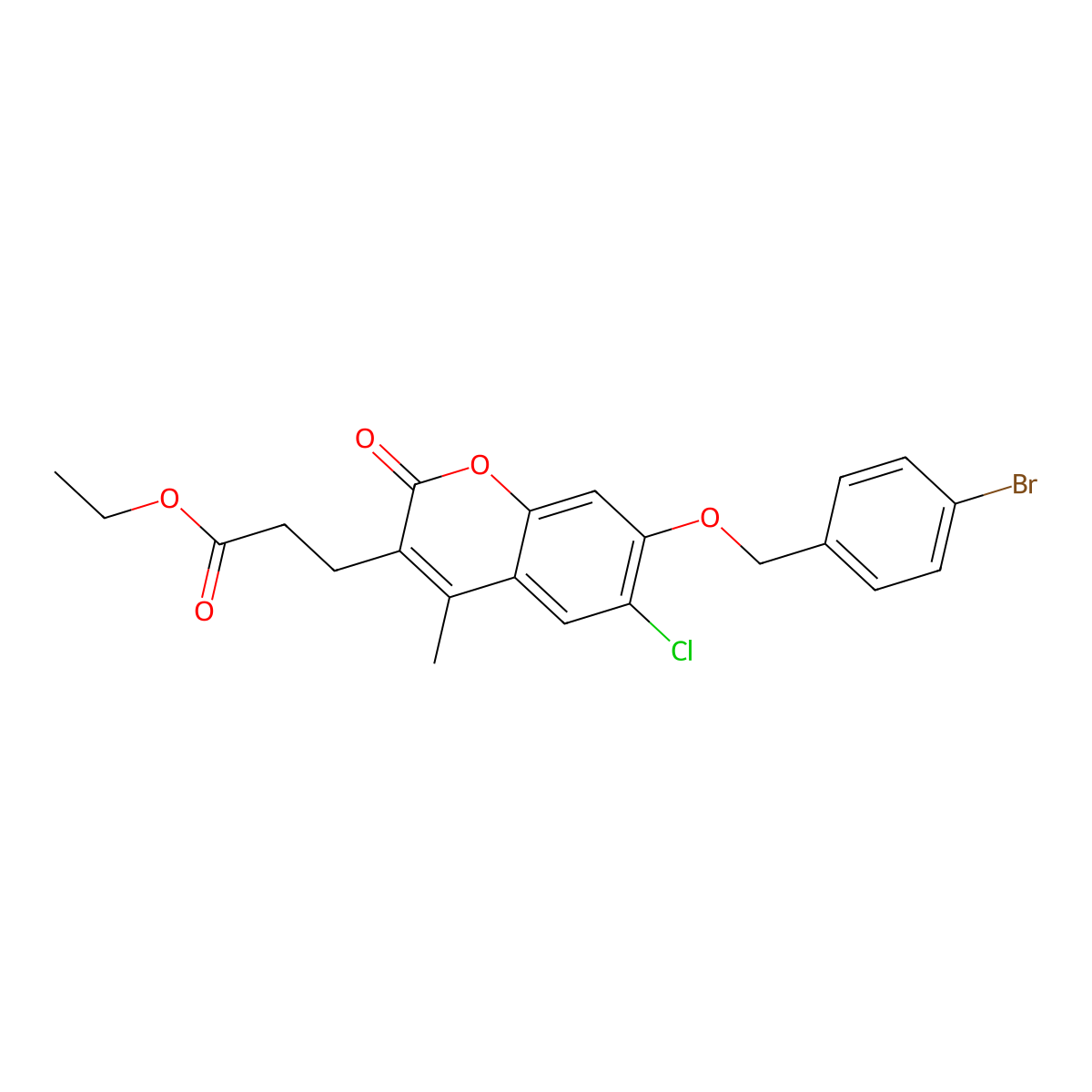 ethyl 3-{7-[(4-bromobenzyl)oxy]-6-chloro-4-methyl-2-oxo-2H-chromen-3-yl}propanoate molecular structure, CAS 578747-04-3