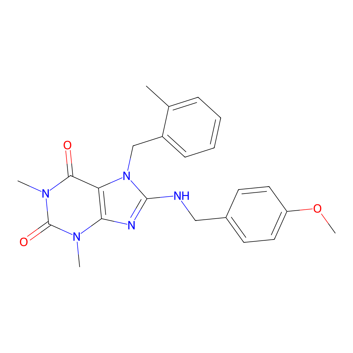 8-[(4-Methoxyphenyl)methylamino]-1,3-dimethyl-7-[(2-methylphenyl)methyl]purine-2,6-dione molecular structure, CAS 578747-32-7