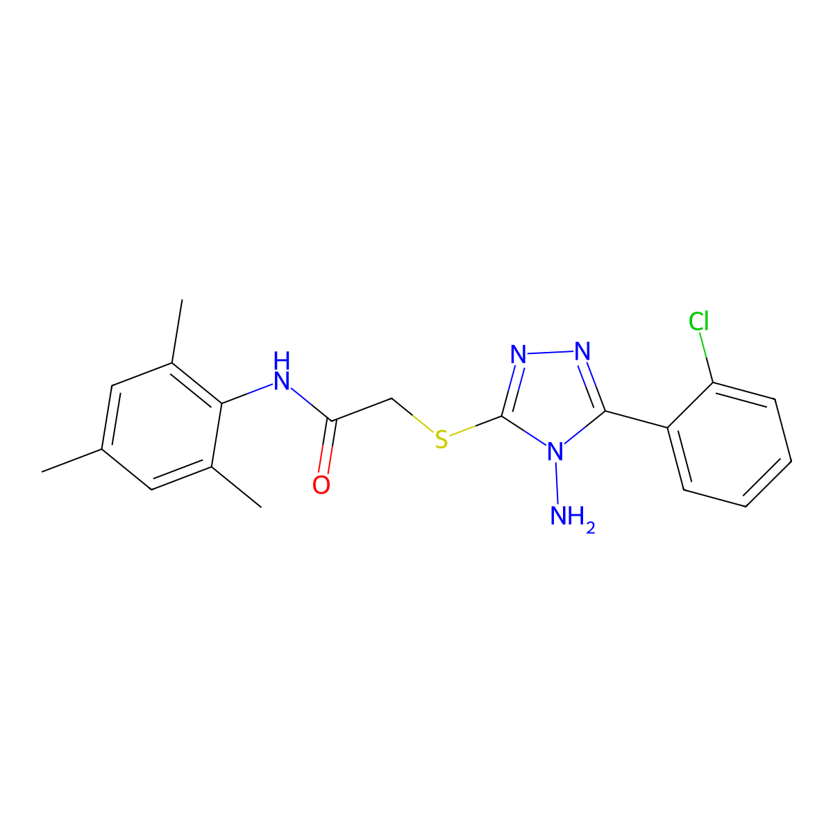 2-((4-amino-5-(2-chlorophenyl)-4H-1,2,4-triazol-3-yl)thio)-N-mesitylacetamide molecular structure, CAS 578747-33-8