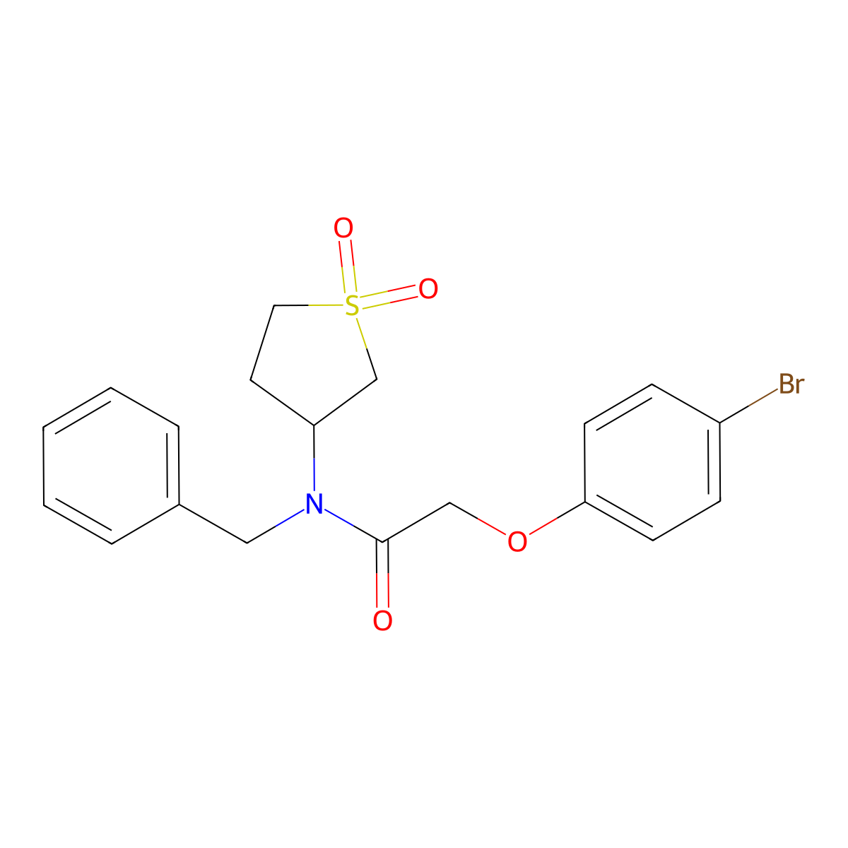 N-benzyl-2-(4-bromophenoxy)-N-(1,1-dioxidotetrahydrothiophen-3-yl)acetamide molecular structure, CAS 578747-47-4