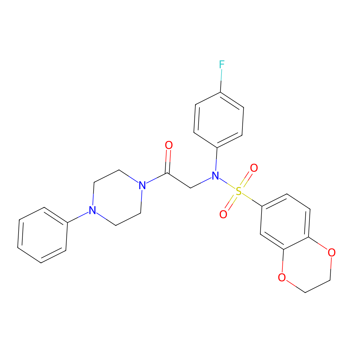 N-(4-fluorophenyl)-N-[2-oxo-2-(4-phenylpiperazin-1-yl)ethyl]-2,3-dihydro-1,4-benzodioxine-6-sulfonamide molecular structure, CAS 578747-52-1