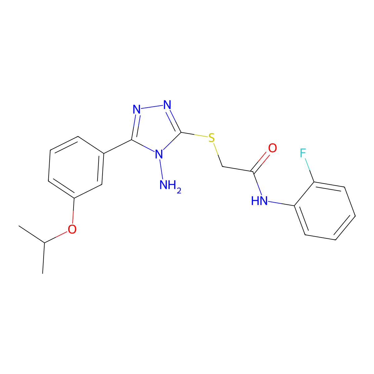 2-{4-amino-5-[3-(methylethoxy)phenyl](1,2,4-triazol-3-ylthio)}-N-(2-fluorophen yl)acetamide molecular structure, CAS 578747-59-8
