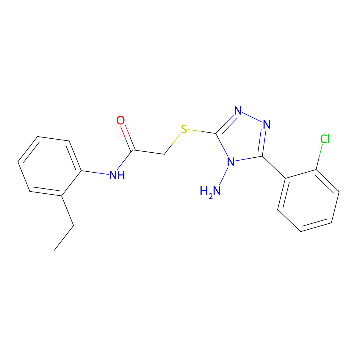 2-((4-amino-5-(2-chlorophenyl)-4H-1,2,4-triazol-3-yl)thio)-N-(2-ethylphenyl)acetamide molecular structure, CAS 578747-67-8