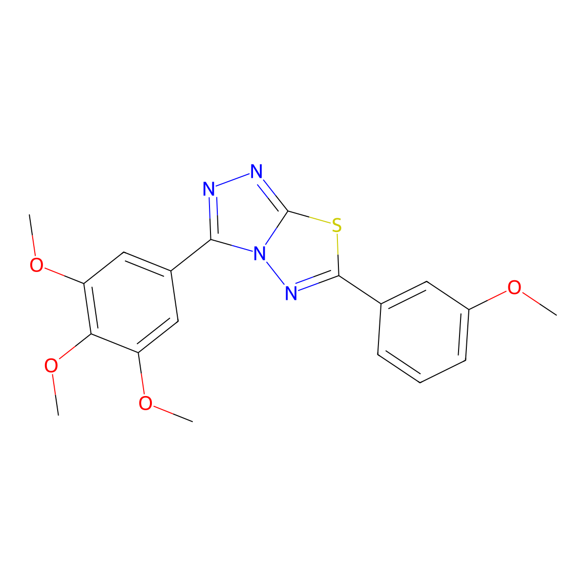 6-(3-Methoxyphenyl)-3-(3,4,5-trimethoxyphenyl)-[1,2,4]triazolo[3,4-b][1,3,4]thiadiazole molecular structure, CAS 578747-74-7