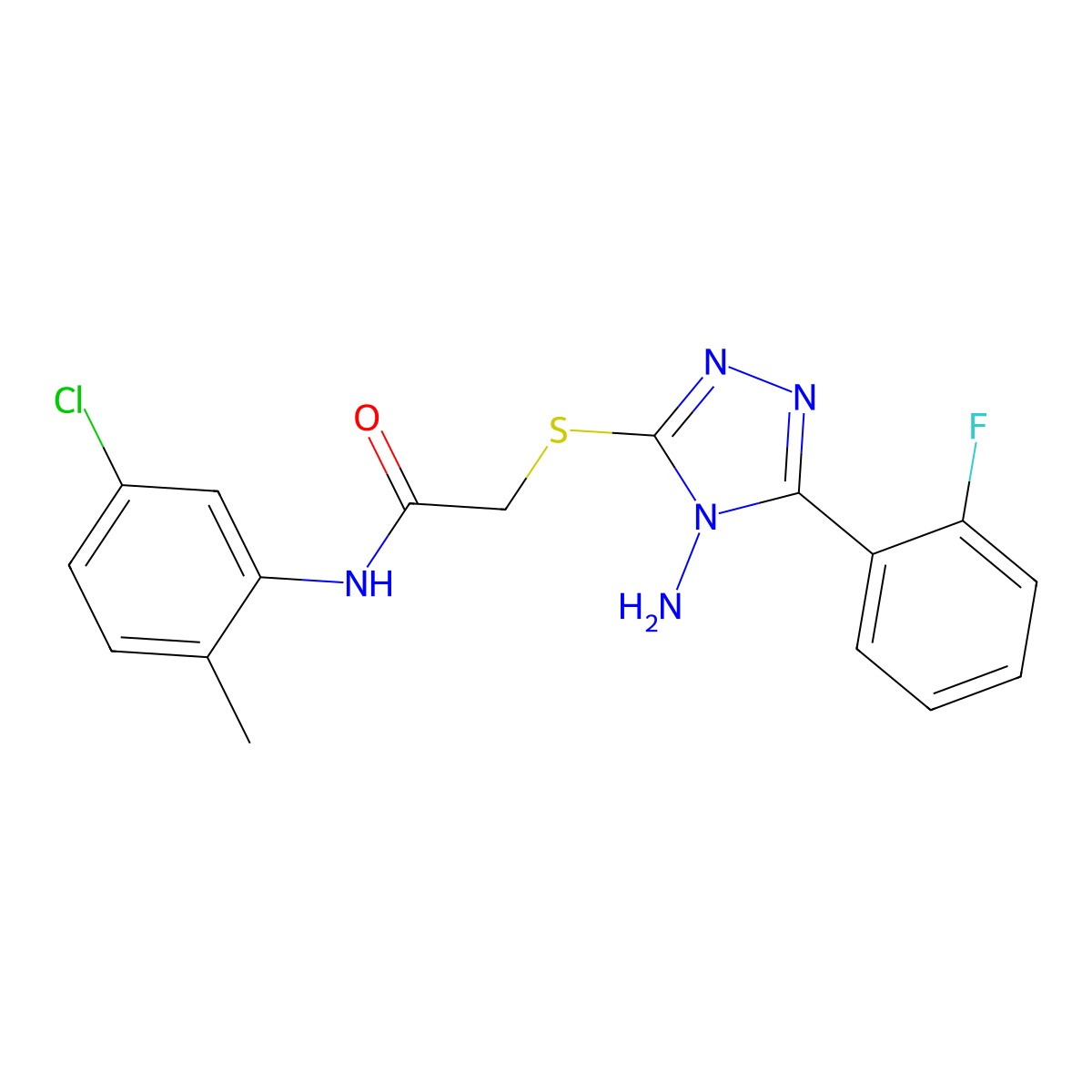 2-[4-amino-5-(2-fluorophenyl)(1,2,4-triazol-3-ylthio)]-N-(5-chloro-2-methylphe nyl)acetamide molecular structure, CAS 578748-10-4
