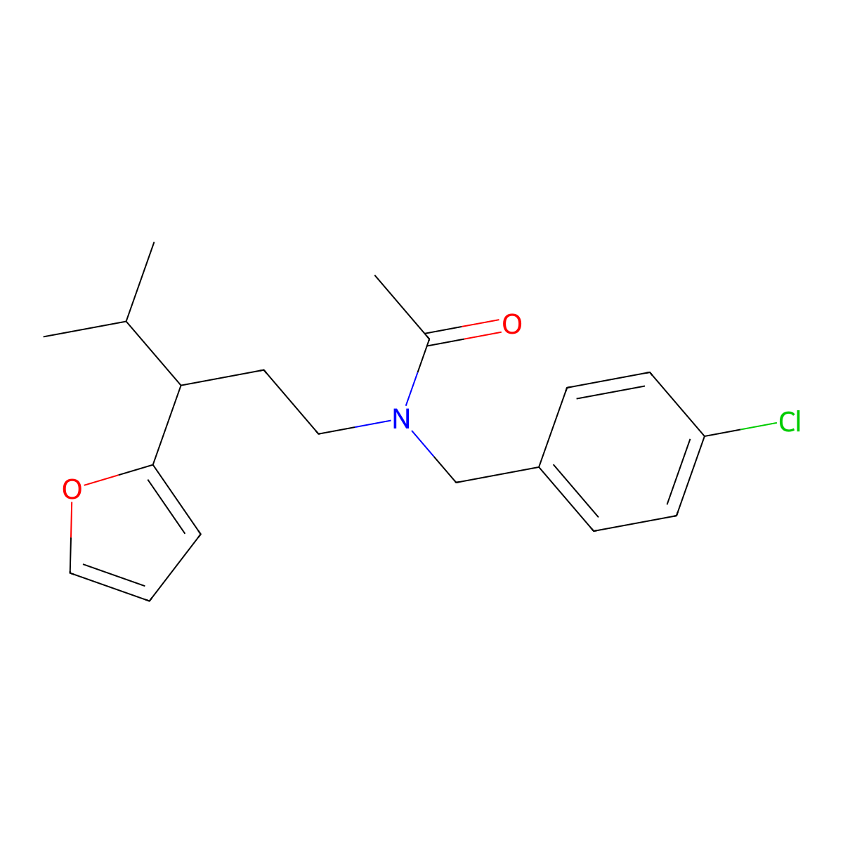 N-[(4-chlorophenyl)methyl]-N-[3-(furan-2-yl)-4-methylpentyl]acetamide molecular structure, CAS 578748-26-2