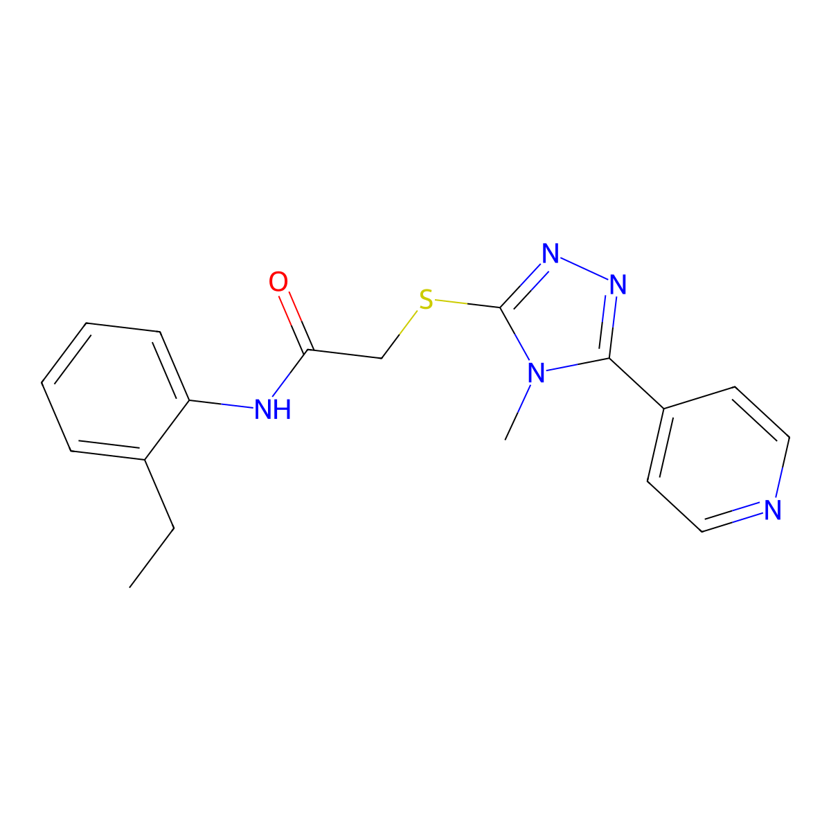 N-(2-ethylphenyl)-2-{[4-methyl-5-(pyridin-4-yl)-4H-1,2,4-triazol-3-yl]sulfanyl}acetamide molecular structure, CAS 578748-46-6