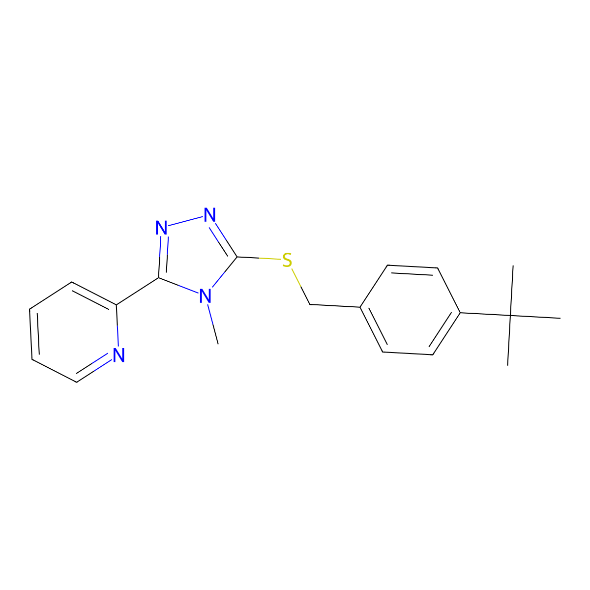 3-{[4-(Tert-butyl)phenyl]methylthio}-4-methyl-5-(2-pyridyl)-1,2,4-triazole molecular structure, CAS 578748-48-8