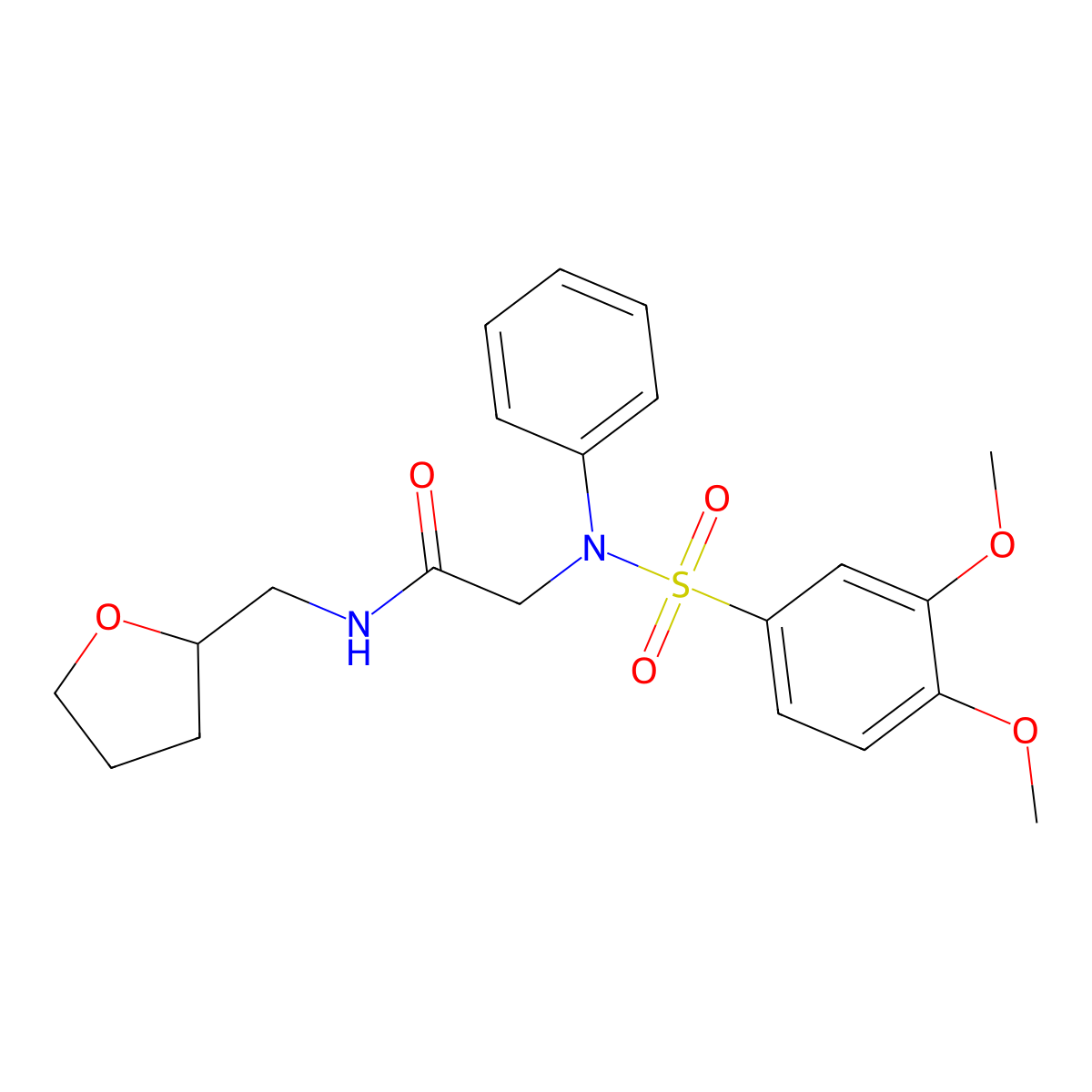 2-{[(3,4-dimethoxyphenyl)sulfonyl]anilino}-N-(tetrahydro-2-furanylmethyl)acetamide molecular structure, CAS 578748-49-9
