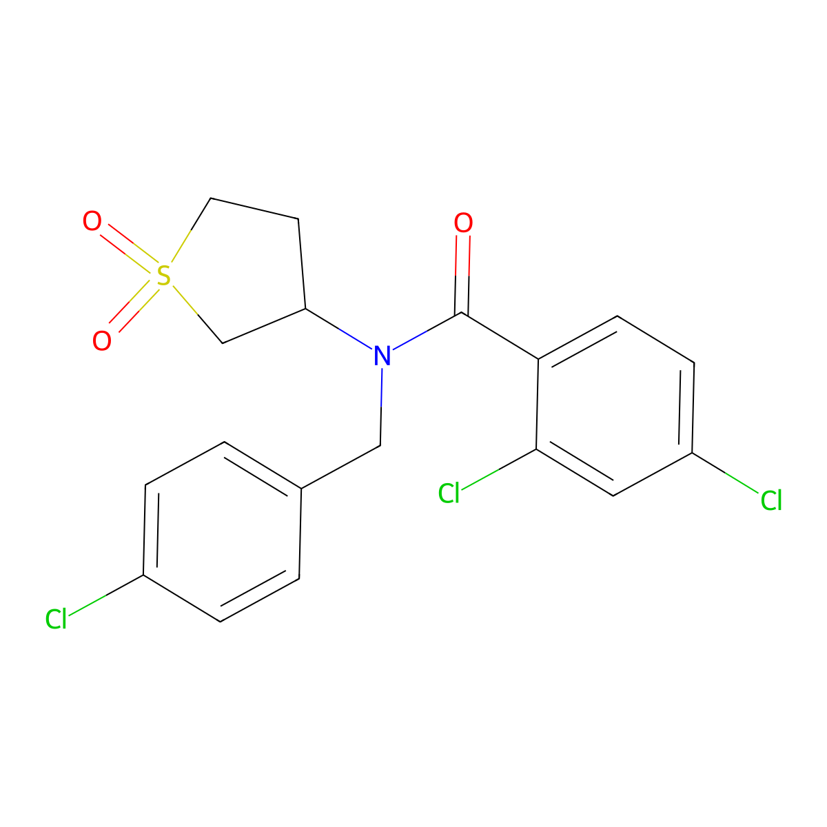 2,4-dichloro-N-(4-chlorobenzyl)-N-(1,1-dioxidotetrahydrothiophen-3-yl)benzamide molecular structure, CAS 578748-65-9