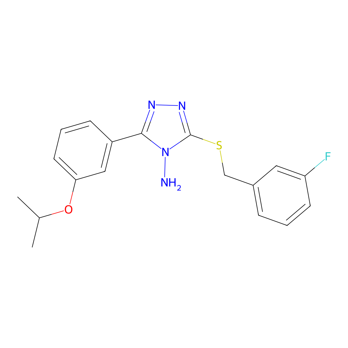 3-[(3-fluorobenzyl)sulfanyl]-5-[3-(propan-2-yloxy)phenyl]-4H-1,2,4-triazol-4-amine molecular structure, CAS 578748-71-7