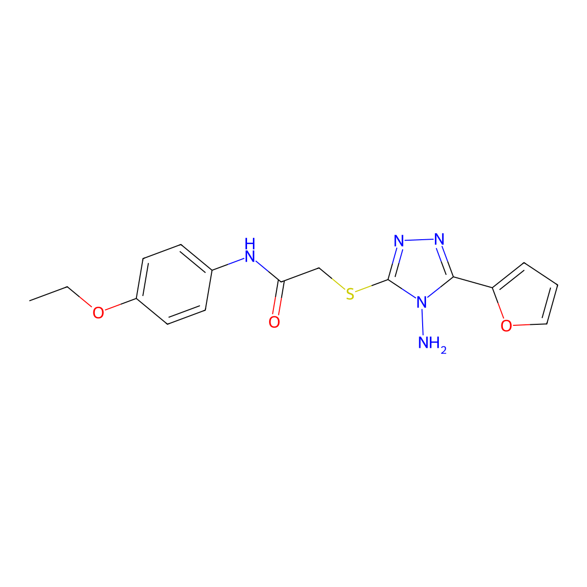 2-((4-amino-5-(furan-2-yl)-4H-1,2,4-triazol-3-yl)thio)-N-(4-ethoxyphenyl)acetamide molecular structure, CAS 578748-85-3