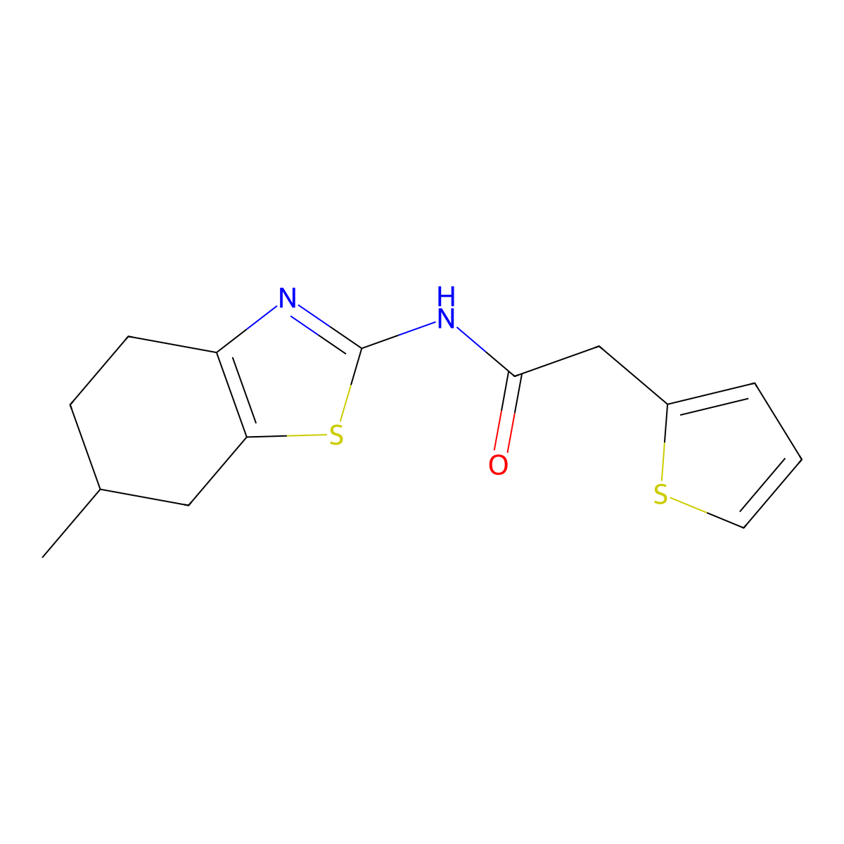 N-(6-methyl-4,5,6,7-tetrahydro-1,3-benzothiazol-2-yl)-2-(2-thienyl)acetamide molecular structure, CAS 578748-89-7