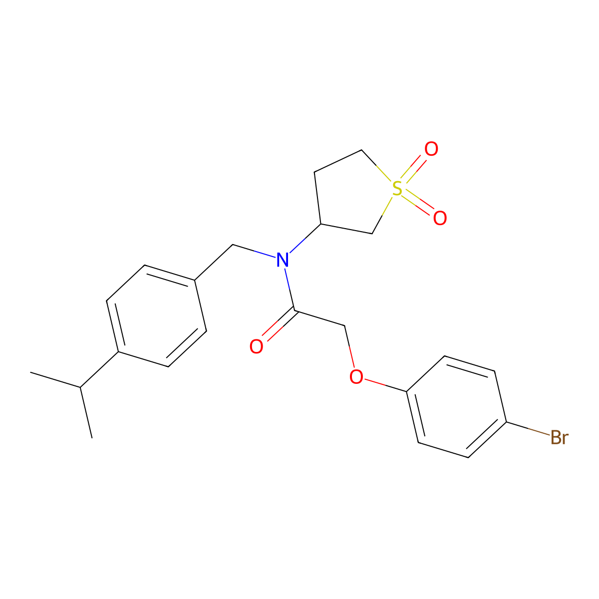 2-(4-bromophenoxy)-N-(1,1-dioxidotetrahydrothiophen-3-yl)-N-[4-(propan-2-yl)benzyl]acetamide molecular structure, CAS 578748-92-2