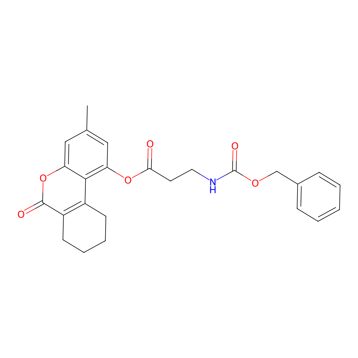 3-methyl-6-oxo-7,8,9,10-tetrahydro-6H-benzo[c]chromen-1-yl N-[(benzyloxy)carbonyl]-beta-alaninate molecular structure, CAS 578748-94-4