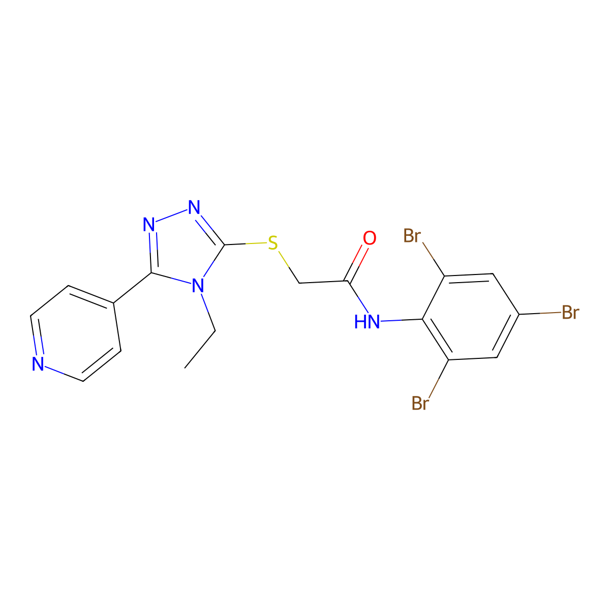 2-((4-Ethyl-5-(4-pyridinyl)-4H-1,2,4-triazol-3-YL)sulfanyl)-N-(2,4,6-tribromophenyl)acetamide molecular structure, CAS 578748-95-5