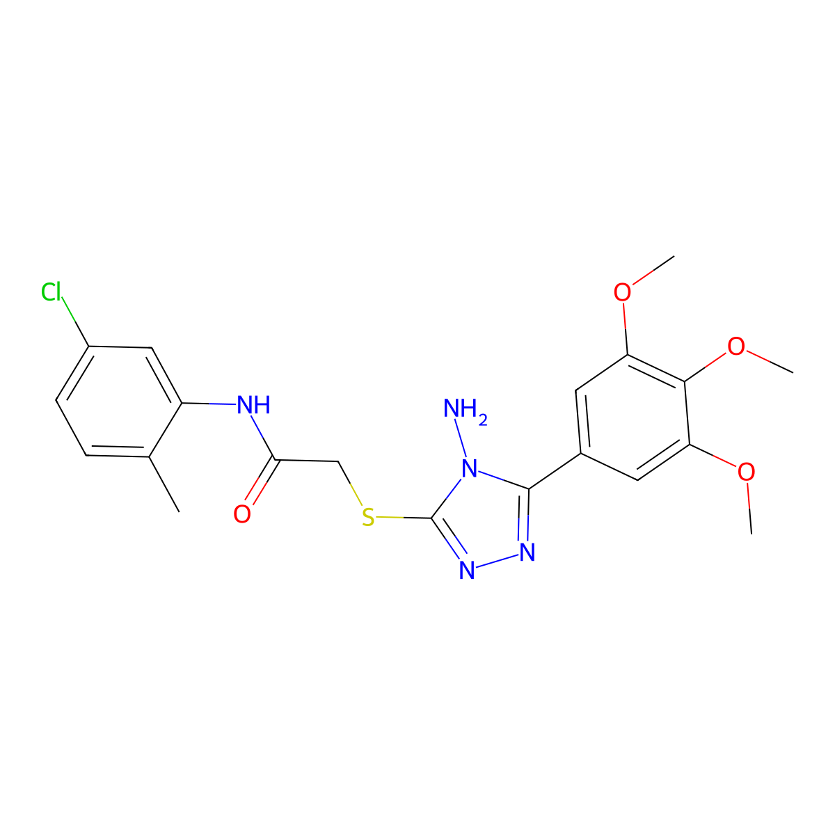 2-{[4-amino-5-(3,4,5-trimethoxyphenyl)-4H-1,2,4-triazol-3-yl]sulfanyl}-N-(5-chloro-2-methylphenyl)acetamide molecular structure, CAS 578749-22-1