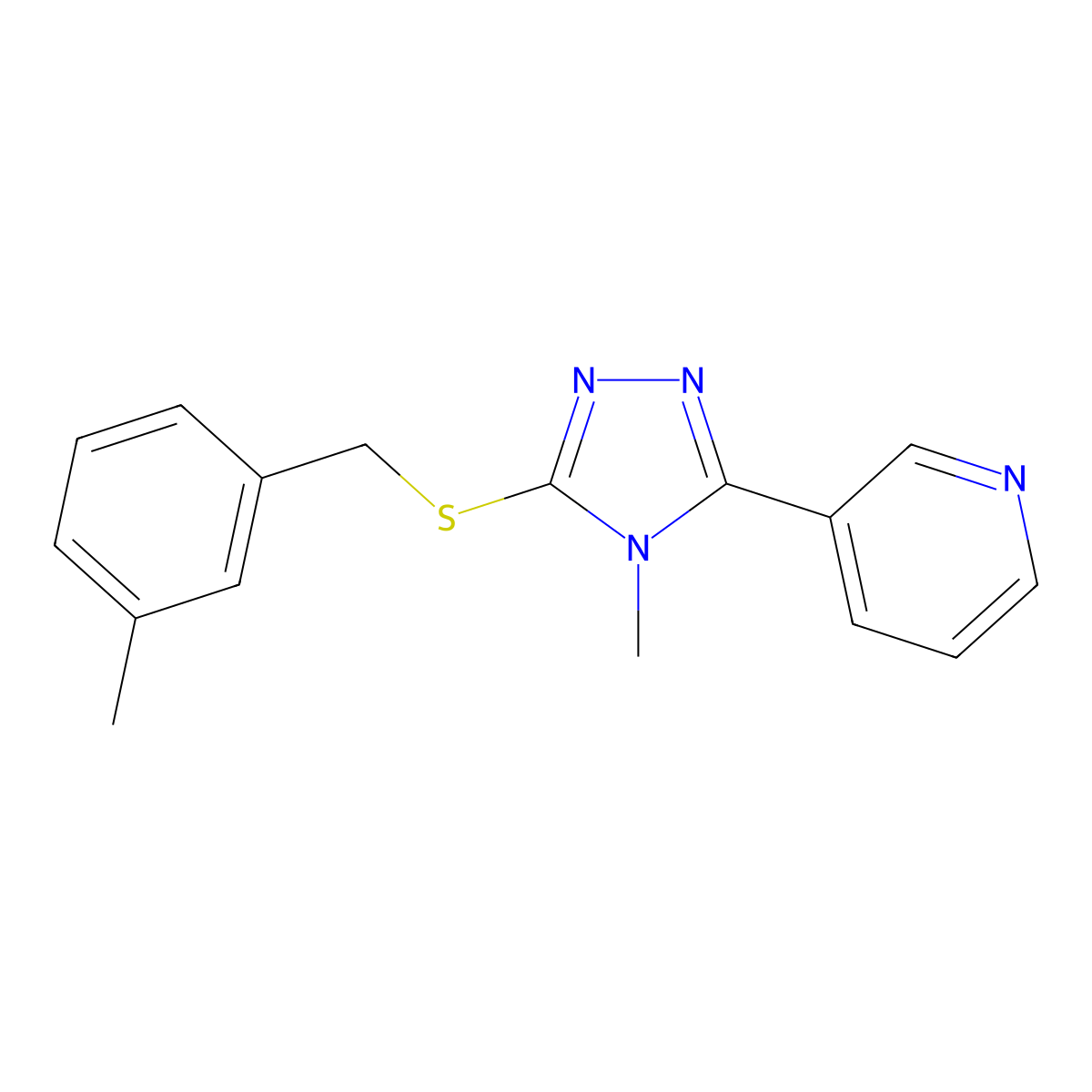 3-[4-Methyl-5-[(3-methylphenyl)methylsulfanyl]-1,2,4-triazol-3-yl]pyridine molecular structure, CAS 578749-38-9