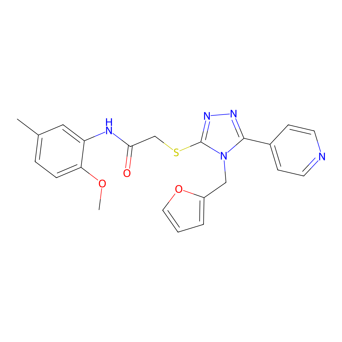 2-{[4-(furan-2-ylmethyl)-5-(pyridin-4-yl)-4H-1,2,4-triazol-3-yl]sulfanyl}-N-(2-methoxy-5-methylphenyl)acetamide molecular structure, CAS 578749-55-0