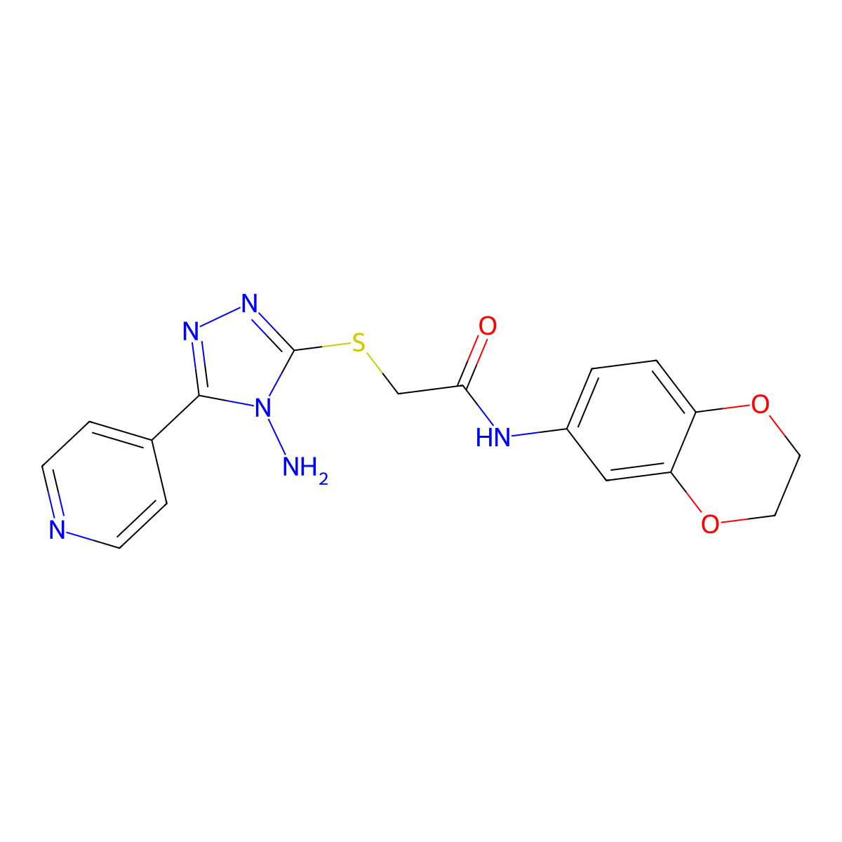 2-{[4-amino-5-(pyridin-4-yl)-4H-1,2,4-triazol-3-yl]sulfanyl}-N-(2,3-dihydro-1,4-benzodioxin-6-yl)acetamide molecular structure, CAS 578749-73-2