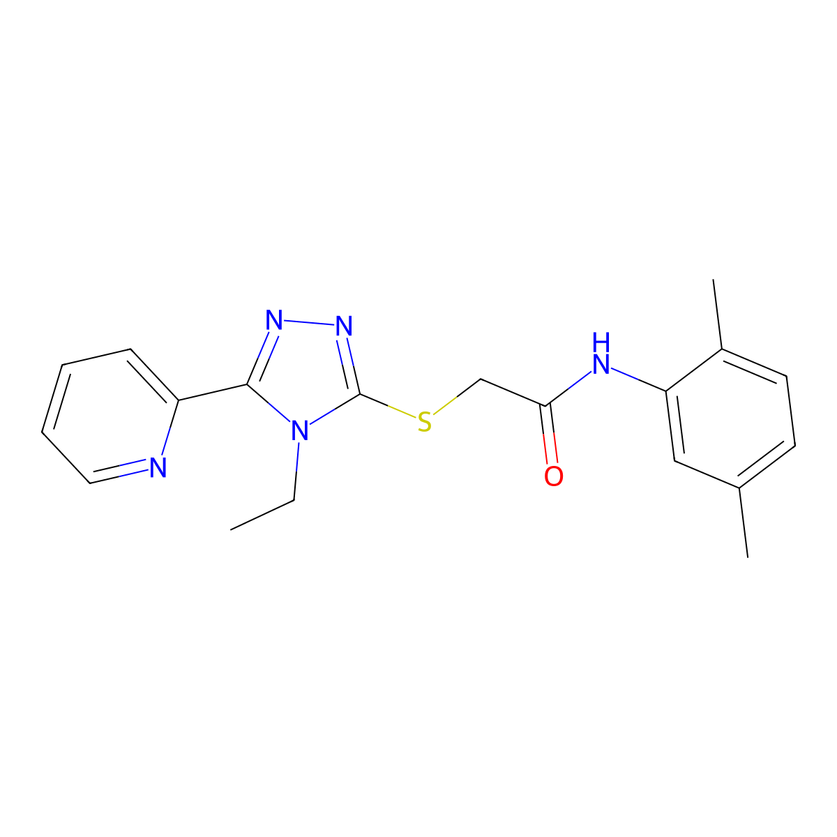 N-(2,5-Dimethylphenyl)-2-{[4-ethyl-5-(2-pyridinyl)-4H-1,2,4-triazol-3-YL]sulfanyl}acetamide molecular structure, CAS 578750-21-7