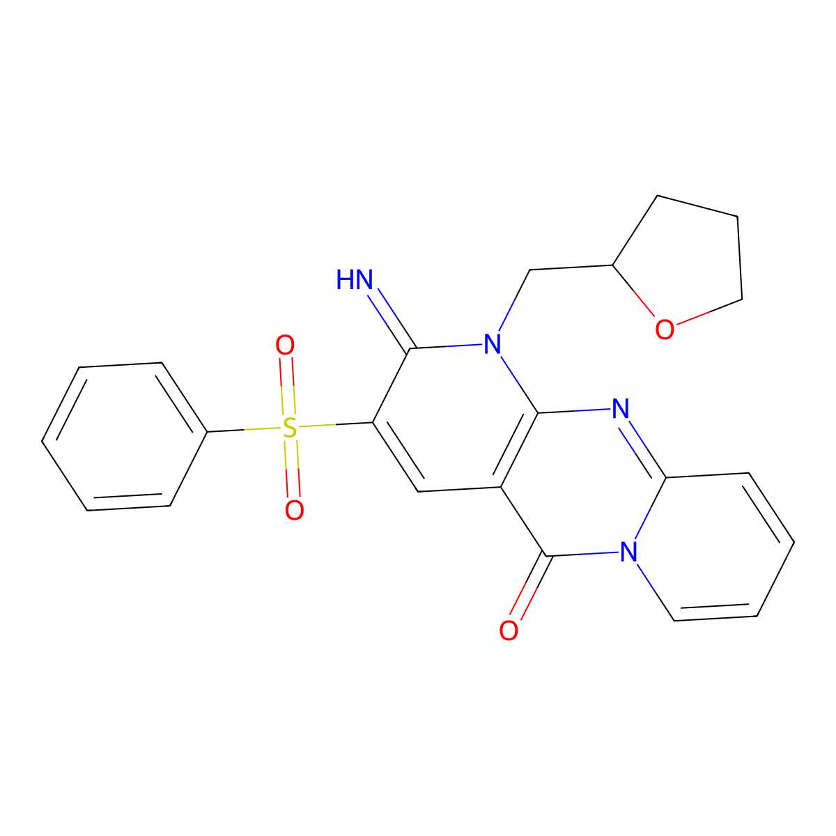 3-(Benzenesulfonyl)-2-imino-1-(2-oxolanylmethyl)-5-dipyrido[1,2-d:3',4'-f]pyrimidinone molecular structure, CAS 578750-41-1