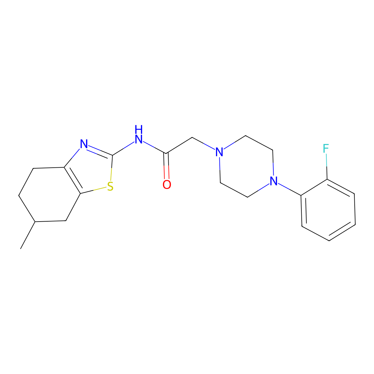 2-[4-(2-fluorophenyl)piperazin-1-yl]-N-(6-methyl-4,5,6,7-tetrahydro-1,3-benzothiazol-2-yl)acetamide molecular structure, CAS 578750-45-5