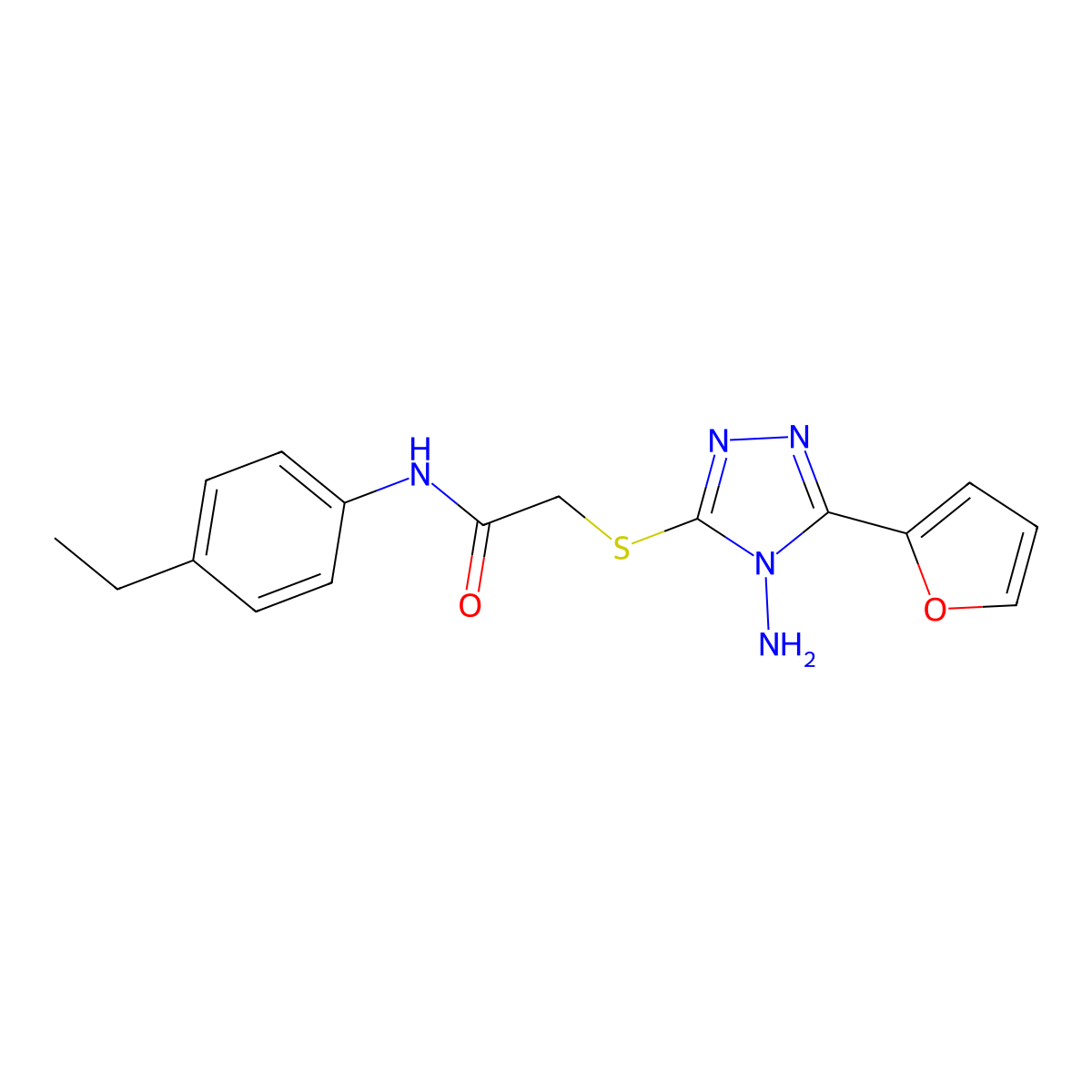 2-((4-amino-5-(furan-2-yl)-4H-1,2,4-triazol-3-yl)thio)-N-(4-ethylphenyl)acetamide molecular structure, CAS 578750-49-9