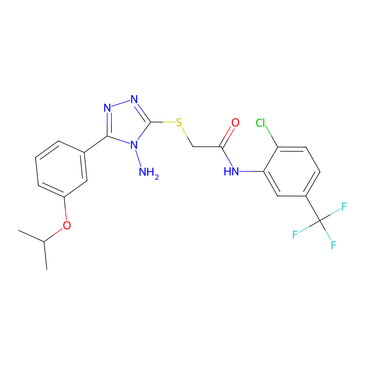 2-{4-amino-5-[3-(methylethoxy)phenyl](1,2,4-triazol-3-ylthio)}-N-[2-chloro-5-(trifluoromethyl)phenyl]acetamide molecular structure, CAS 578750-50-2