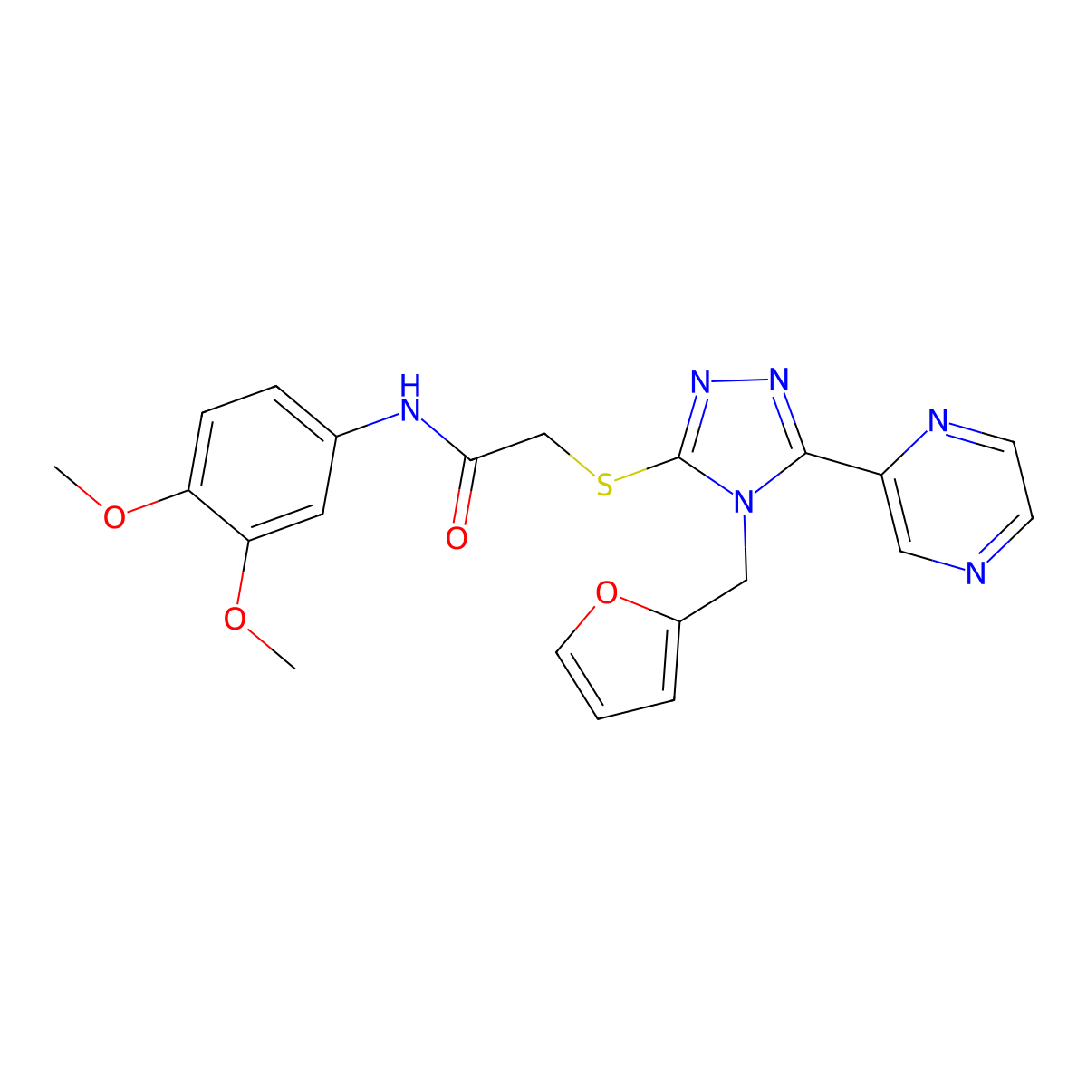 N-(3,4-dimethoxyphenyl)-2-{[4-(furan-2-ylmethyl)-5-(pyrazin-2-yl)-4H-1,2,4-triazol-3-yl]sulfanyl}acetamide molecular structure, CAS 578750-67-1
