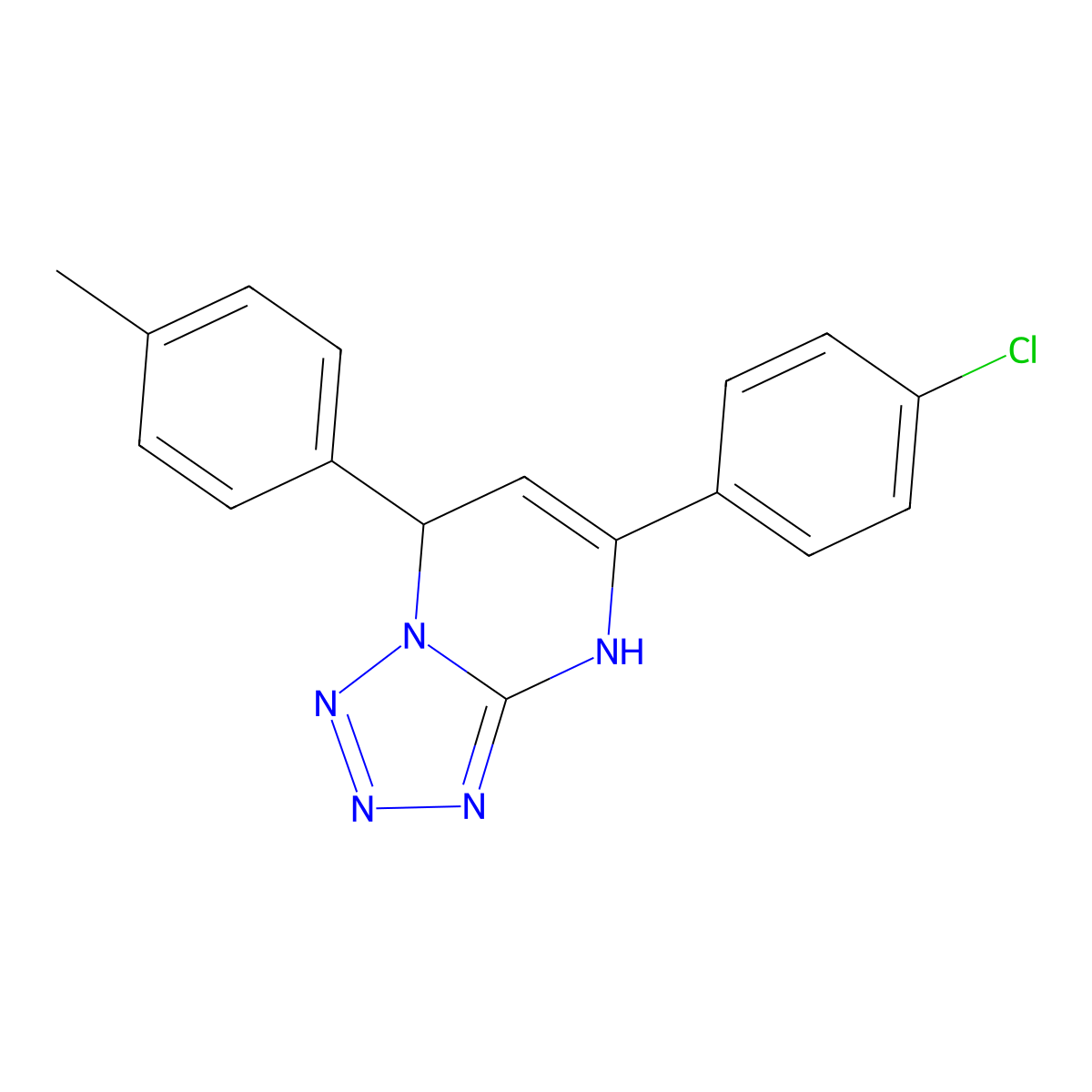 5-(4-Chlorophenyl)-7-(4-methylphenyl)-4,7-dihydrotetraazolo[1,5-a]pyrimidine molecular structure, CAS 578751-00-5