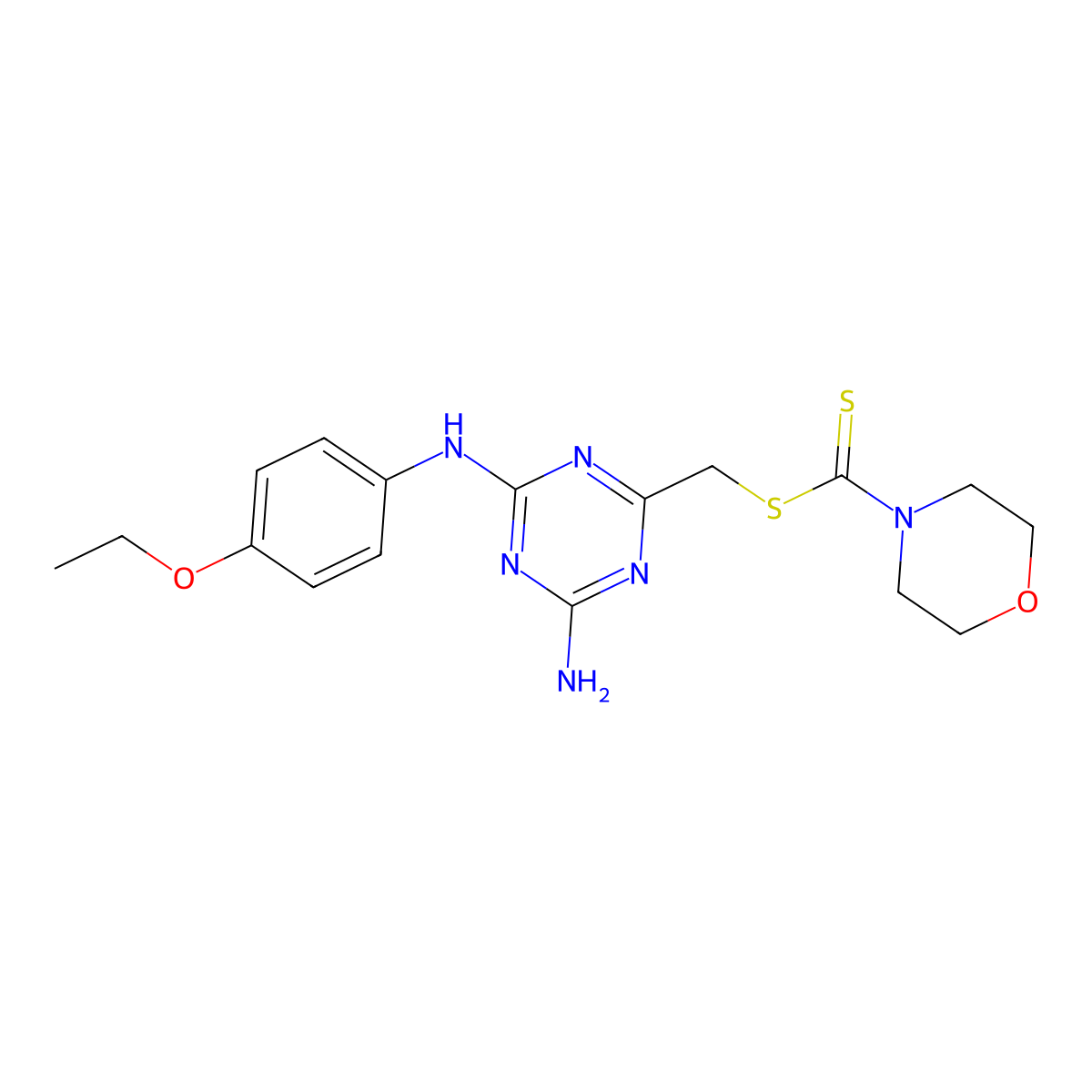 [4-Amino-6-(4-ethoxyanilino)-1,3,5-triazin-2-yl]methyl morpholine-4-carbodithioate molecular structure, CAS 578751-11-8