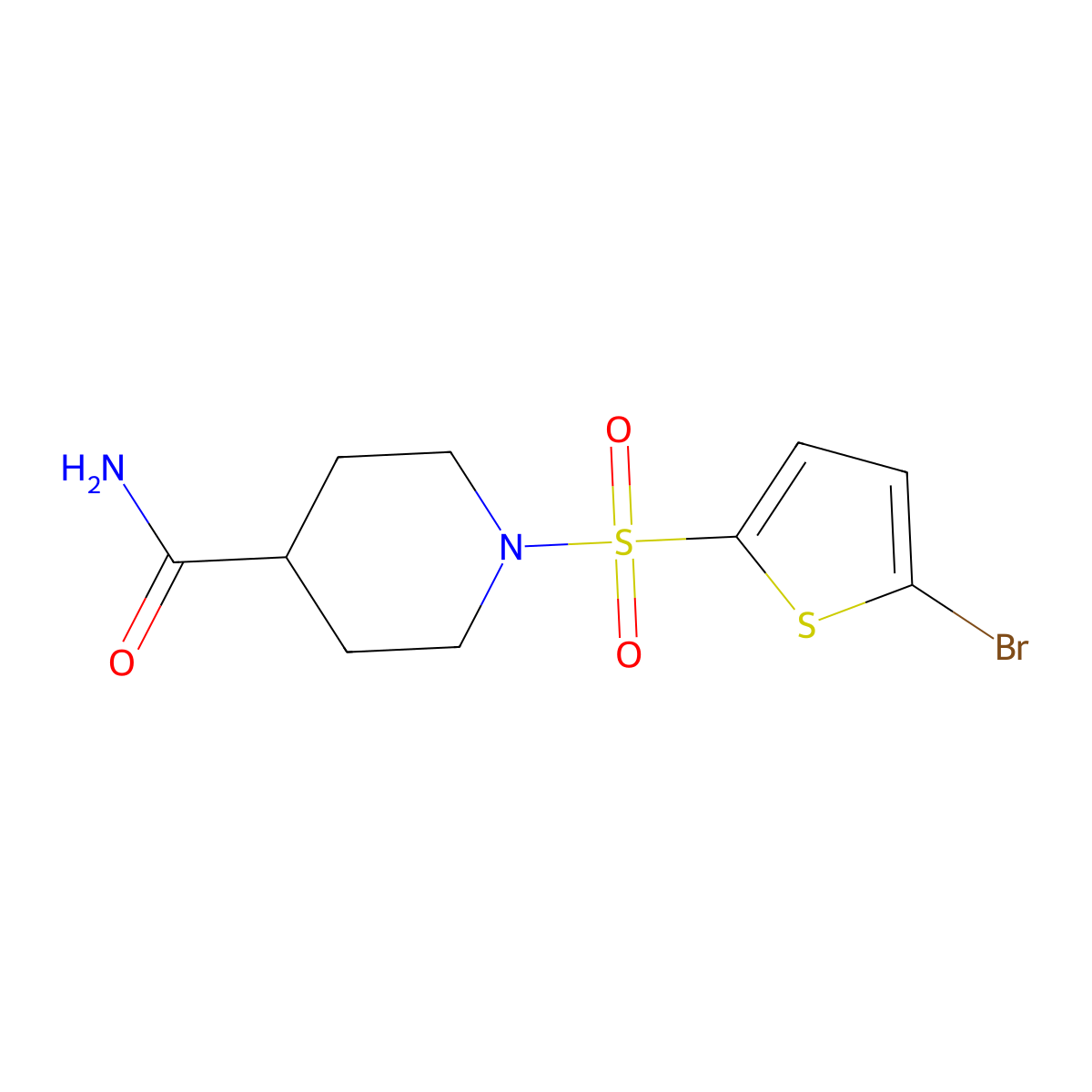 1-[(5-Bromo-2-thienyl)sulfonyl]-4-piperidinecarboxamide molecular structure, CAS 578751-15-2