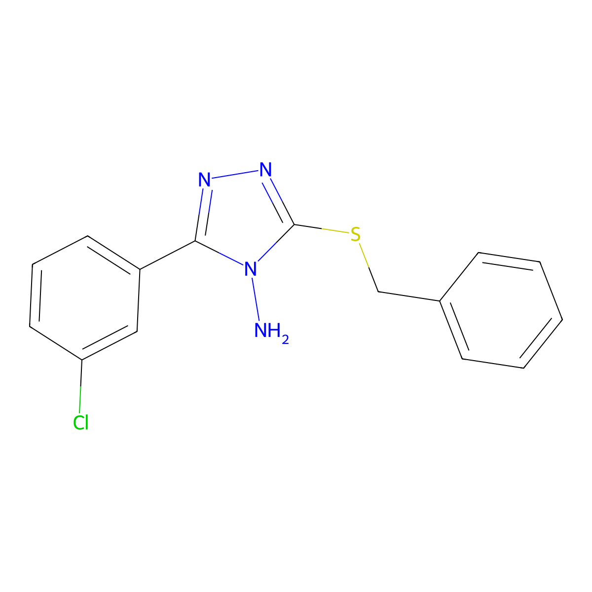 5-(3-Chlorophenyl)-3-(phenylmethylthio)-1,2,4-triazole-4-ylamine molecular structure, CAS 578751-17-4