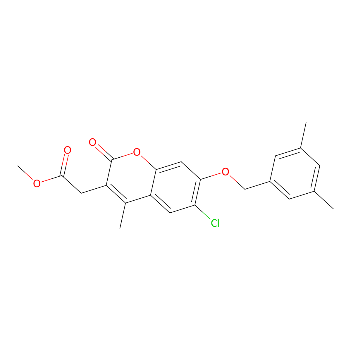methyl {6-chloro-7-[(3,5-dimethylbenzyl)oxy]-4-methyl-2-oxo-2H-chromen-3-yl}acetate molecular structure, CAS 578751-20-9