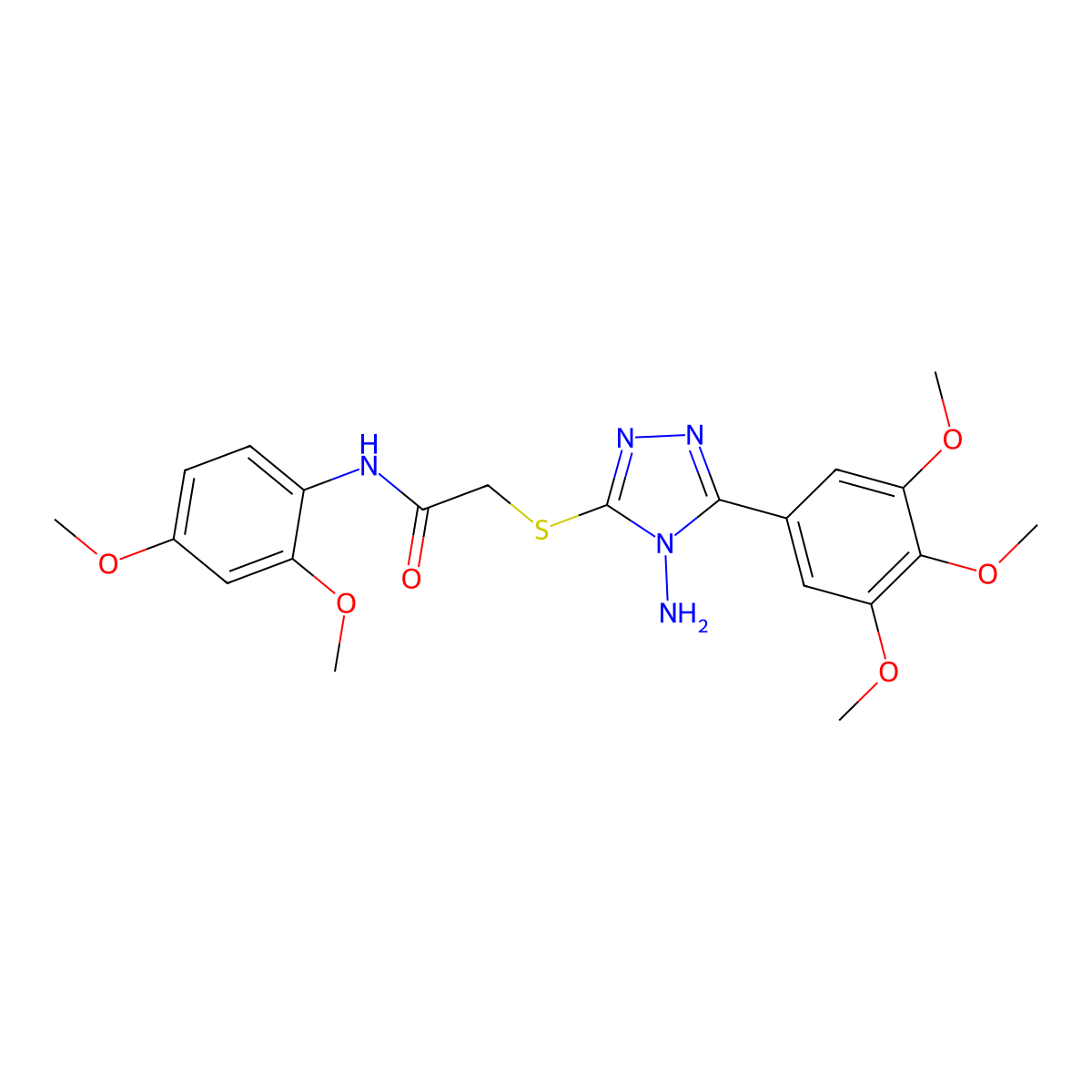 2-{[4-amino-5-(3,4,5-trimethoxyphenyl)-4H-1,2,4-triazol-3-yl]sulfanyl}-N-(2,4-dimethoxyphenyl)acetamide molecular structure, CAS 578751-25-4