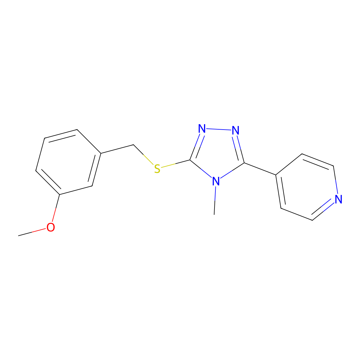 4-[5-(3-Methoxy-benzylsulfanyl)-4-methyl-4H-[1,2,4]triazol-3-yl]-pyridine molecular structure, CAS 578751-28-7